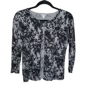 14th & Union Black Gray Animal Print Cardigan